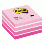 BLOC CUBE REPOSITIONNABLE COULEURS AQUARELLE ROSE POST-IT 76 X 76 MM - BLOC DE 450 FEUILLES