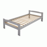 CHLOÉ COLLECTIVITÉ LIT SOMMIER LATTES TÊTE 2 TRAVERSE 90X190 CM GRIS - MANUTAN COLLECTIVITÉS