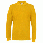 COTTOVER POLO PIQUE MANCHES LONGUES HOMME - CERTIFIÉ GOTS JAUNE - TAILLE XXL
