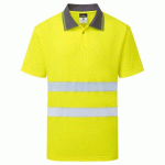 LOT DE 3 - PORTWEST ES477 ES1 ESSENTIAL POLO HAUTE VISIBILITÉ M/C JAUNE - TAILLE M