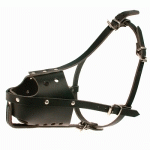 MUSELIÈRE POUR CHIEN TYPE POLICE EN CUIR NOIR  TAILLE 6