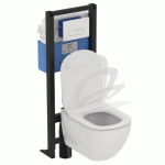 PACK WC SUSPENDU AVEC BÂTI-SUPPORT PLAQUE DE COMMANDE ET CUVETTE - TESI IDEAL STANDARD