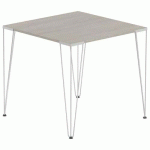 TABLE RÉUNION LORI 80 X 80 CM PLATEAU CHÊNE GRIS PIED ALU - MBA