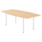 TABLE TONNEAU ACTUAL L. 200 X 100 CM - PLATEAU HÊTRE - 4 PIEDS CARRÉS BLANC