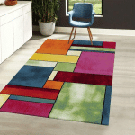 UNAMOURDETAPIS - 160X160 CARRE - TAPIS SALON 160X160 CARRE BRILLANCE GEOMETRIQUE 1 MULTICOLORE - ROUGE