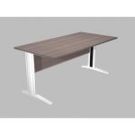 BUREAU DROIT PRONTO PRESTIGE - L.160 X P.80 CM - PLATEAU CENDRE - PIEDS L BLANC