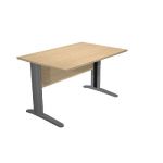 BUREAU DROIT PRONTO MÉTAL - L.120 X P.80 CM - PLATEAU CHÊNE - PIEDS L ANTHRACITE