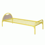 LIT ALBA MÉTAL TÊTE PANNEAU BÉTON 90X200 SOMMIER TREILLIS JAUNE - MANUTAN COLLECTIVITÉS