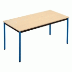 TABLE MODULAIRE DOMINO RECTANGLE - L. 120 X P. 60 CM - PLATEAU ERABLE - PIEDS BLEUS