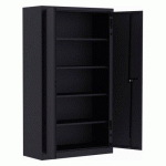 ARMOIRE MÉTAL PORTES BATTANTES MONOBLOC METILY H 198 X L 120 X P 43 CM NOIR