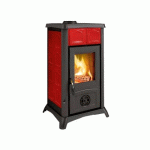 POÊLE À BOIS EN FONTE ÉMAILLÉE ELEGANCE BORDEAUX - 6 KW - GEMMA LA NORDICA EXTRAFLAME