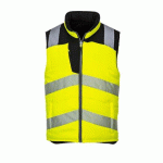 PORTWEST PW374 BODYWARMER RÉVERSIBLE HAUTE VISIBILITÉ PW3 JAUNE/NOIR - TAILLE XS