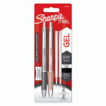 STYLO ROLLER SHARPIE S-GEL MÉTALLISÉS RÉTRACTABLE POINTE 0,7 MM NOIR - ÉCRITURE MOYENNE - BLISTER DE 2 STYLOS ET 2 RECHARGES