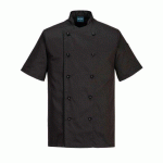 LOT DE 2 - PORTWEST C734 VESTE CUISINE KENT MANCHES COURTES NOIR - TAILLE S
