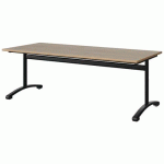 TABLE MALIBU 180X80 T4 DL STRA ALAISÉ CHÊNE 1146/NOIR 9005
