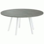 TABLE RÉUNION EVAN Ø 160 CM PIED BLANC PLATEAU BÉTON - MBA