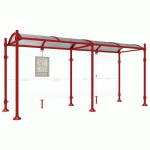 ABRI BUS PROVINCE 5 M SANS BARDAGES LATÉRAUX INOX ROUGE 3004 - PROCITY