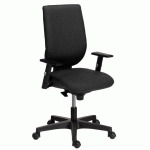 CHAISE DE BUREAU NAO TISSU NOIR - DOSSIER HAUT ACCOUDOIRS - MÉCANISME SYNCHRONE - PIEDS NOIR