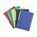 LOT DE 10 - CHEMISE À ÉLASTIQUE 3 RABATS PLASTIQUE BRUNEAU 24 X 32 CM DOS 3 CM COULEURS ASSORTIES