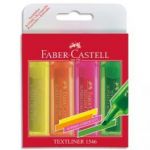 FABER CASTELL POCHETTE DE 4 SURLIGNEURS TEXTLINER 1546, POINTE FEUTRE BISEAUTÉE, ASSORTIS