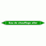 LOT DE 3 - MARQUEUR TUYAUTERIE - EAU CHAUFFAGE ALLER - VINYLE LAMINÉ 355 X 37 MM