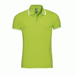 POLO PERSONNALISABLE HOMME EN COTON PEIGNÉ LIME/BLANC