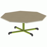 TABLE BANDANA OCT. Ø120 T1 PC STR POLY. HM. BEIGE/VERT AC - MOBIDECOR