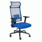 CHAISE DE BUREAU ERGONOMIQUE ERGOFIX BLEU, EN TISSU ET MAILLE, AVEC ACCOUDOIRS 3D ET APPUI-TÊTE