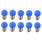 LOT DE 10 AMPOULES LED BLEUE E27 COULEUR - GROS CULOT - BLEU