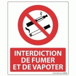 PANNEAU INTERDICTION DE FUMER ET VAPOTER PVC