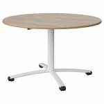 TABLE MALIBU Ø 120 T5 PC STRA ALAISÉ ACACIA/BLC 9016