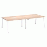 EXTENSION TABLE DE RÉUNION CHÊNE CLAIR L 140 X P 126 CM - PIÉTEMENT MÉTAL BLANC - ARCH