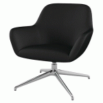 FAUTEUIL CITY DOSSIER BAS PIED ALU TISSU NOIR - QUADRIFOGLIO