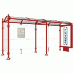 ABRI BUS PROVINCE 5 M CAISSON 1 BARDAGE INOX ROUGE 3004 - PROCITY