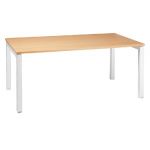 BUREAU DROIT ACTUAL - L. 140 X P. 80 CM - PLATEAU CHÊNE  - 4 PIEDS BLANC