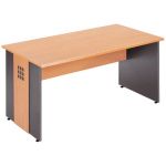 BUREAU DROIT AXIOME - L. 80 X P. 80 CM - PLATEAU HÊTRE - PIEDS PLEINS ANTHRACITE