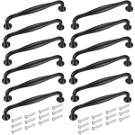 PETITES ECREVISSES - 12 PCS POIGNÉE PORTE MEUBLES 128MM POIGNÉES DE TIROIR AVEC VIS NOIR