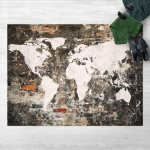 TAPIS EN VINYLE - OLD WALL WORLD MAP - PAYSAGE 3:4 DIMENSION HXL: 45CM X 60CM