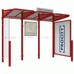 ABRI BUS CONVIVIALE 3 M VITRINE DR BARDAGE GAUC ROUGE 3004 - PROCITY