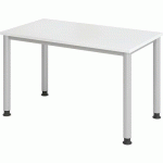 BUREAU DROIT PIEDS RONDS 120 CM BLANC