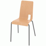 CHAISE COQUE SODA 4 PIEDS IXIA ACIER - HÊTRE NATUREL/GRIS ARGENT - RODET