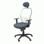 CHAISE JORQUERA EN MAILLE BLANCHE AVEC APPUI-TÊTE FIXE ET ASSISE BALI - GRIS OSCURO