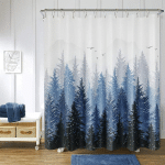 RIDEAU DE DOUCHE MONTAGNE FORÊT NATURE ARBRE TISSU RIDEAU DE DOUCHE ENSEMBLE BLEU RIDEAUX DE DOUCHE 72 X 72 POUCES, BLEU