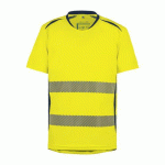 TEE SHIRT LONG LIFE JAUNE/MARINE MANCHES COURTES XL - T2S