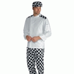 VESTE CHEF CUISINIER MALAGA BLANC SCACCO 100% COTON