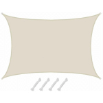 6X4 VOILE D'OMBRAGE ETANCHE TOILE OMBRAGE RECTANGULAIRE VOILE RECTANGLE OMBRAGE - BEIGE