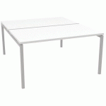 BUREAU BENCH L.140XP.163CM IDEA PIED 01 BLANC/ALUMINIUM - QUADRIFOGLIO