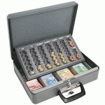 COFFRET-CAISSE À MONNAIE MAXI, EN TÔLE D'ACIER, GRIS