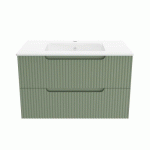 ENSEMBLE MEUBLE VASQUE SALLE DE BAINS - 80 CM - 2 TIROIRS - VERT OLIVE AURLANE