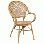 FAUTEUIL SAVANNAH STRUC ALU BOIS - ASS/DOS WICKER NATUREL - STAMP